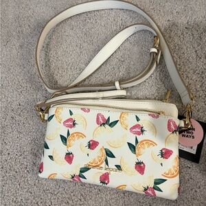 Nannette Lepore cream “juicy fruits” crossbody/wristlet